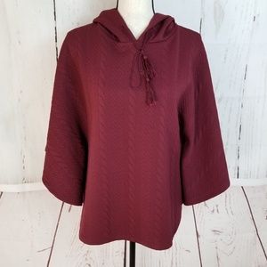 One World Live and Let Live Poncho Sz L Maroon